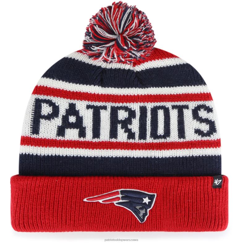 Patriots Jersey Dzieci 47 granatowo-czerwona dzianinowa czapka z mankietami i pomponem Akcesoria 6RBB3009