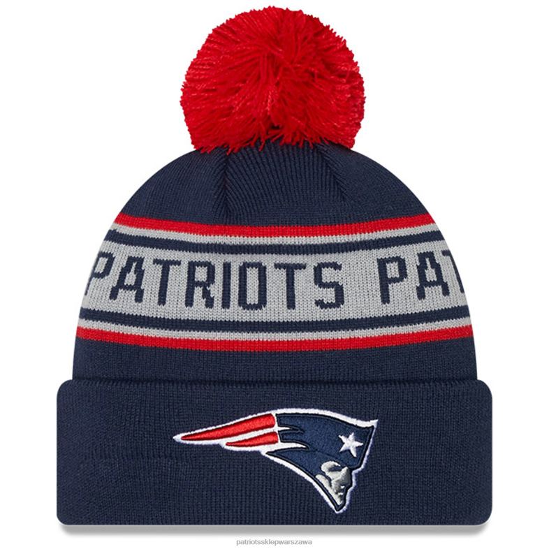 Patriots Jersey Dzieci New Era granatowa powtórka dzianinowa czapka z pomponem Akcesoria 6RBB2981