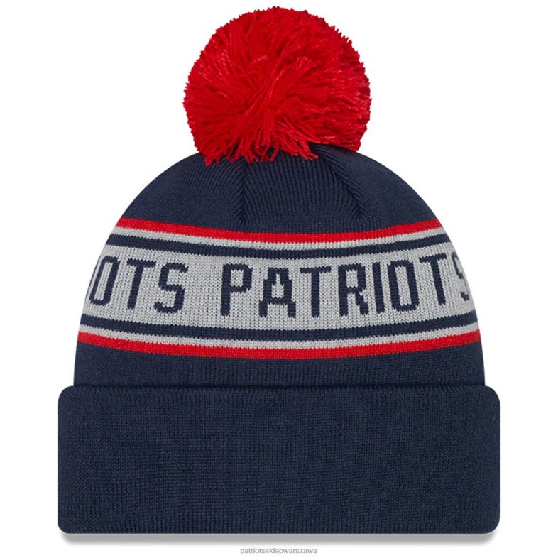 Patriots Jersey Dzieci New Era granatowa powtórka dzianinowa czapka z pomponem Akcesoria 6RBB2981