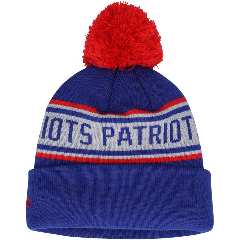 Patriots Jersey Dzieci New Era granatowa powtórka dzianinowa czapka z pomponem Akcesoria 6RBB2996