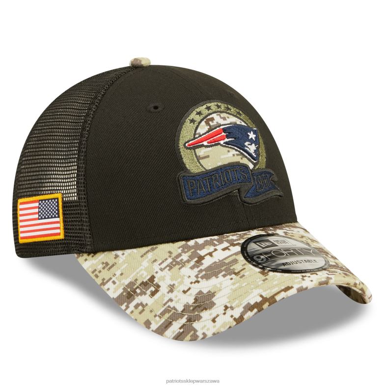 Patriots Jersey Dzieci nowa era czarna / camo 2022 pozdrawia obsługę 9forty czapka typu snapback trucker Akcesoria 6RBB2977