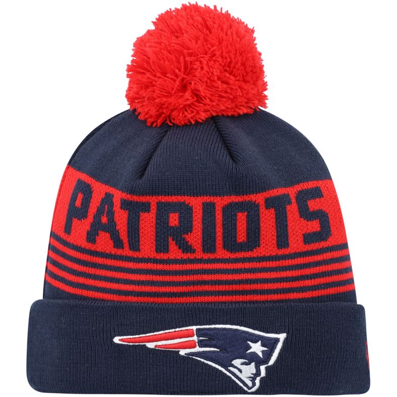 Patriots Jersey Dzieci nowa era granatowa dzianinowa czapka z mankietami i pomponem Akcesoria 6RBB2988