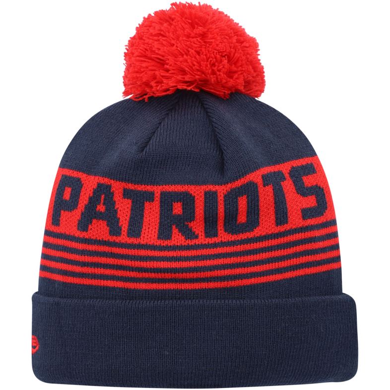 Patriots Jersey Dzieci nowa era granatowa dzianinowa czapka z mankietami i pomponem Akcesoria 6RBB2988