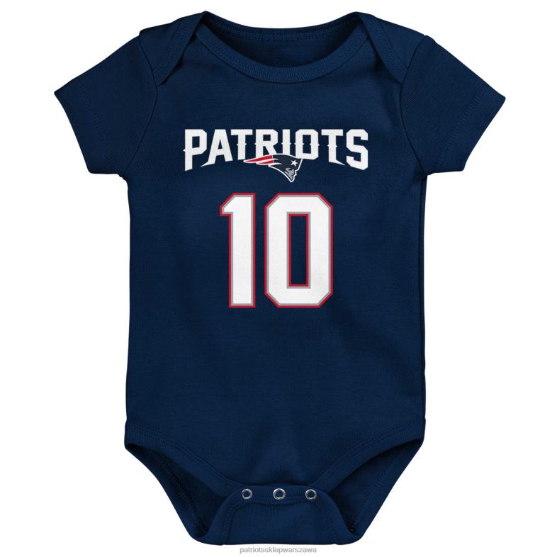 Patriots Jersey Dzieci Body dla noworodków i niemowląt Mac Jones Navy Mainliner z nazwą i numerem gracza odzież 6RBB3071