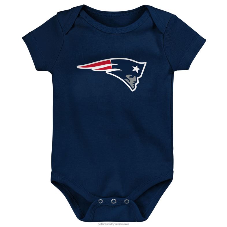 Patriots Jersey Dzieci Niemowlęce granatowo/czerwono/szary melanżowy zestaw 3 sztuk na body odzież 6RBB3066