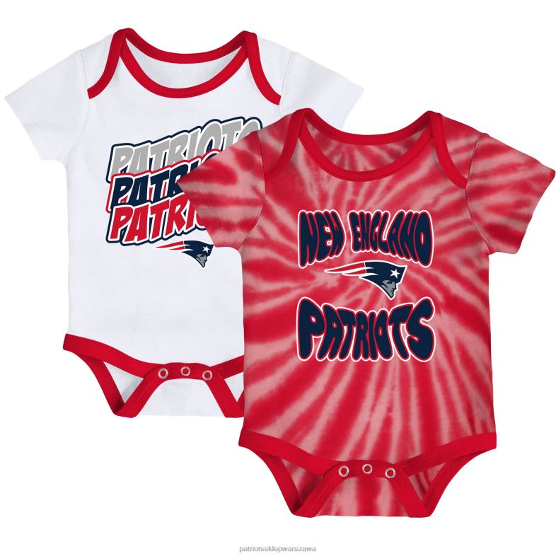 Patriots Jersey Dzieci czerwono-biały zestaw body dla noworodków i niemowląt monterey tie-dye, 2-pak odzież 6RBB3077