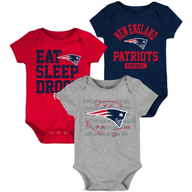 Patriots Jersey Dzieci granatowy/czerwony trzyczęściowy komplet body piłkarskiego dla niemowląt i niemowląt odzież 6RBB3064