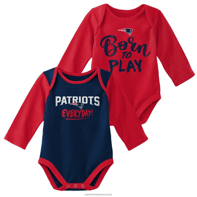 Patriots Jersey Dzieci noworodek i niemowlę czerwony/granatowy zestaw 2 body z długim rękawem dla małego gracza odzież 6RBB3075