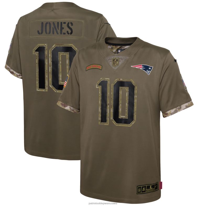 Patriots Jersey Dzieci limitowana koszulka Nike Mac Jones Olive 2022 Salute to Service Player odzież 6RBB3056