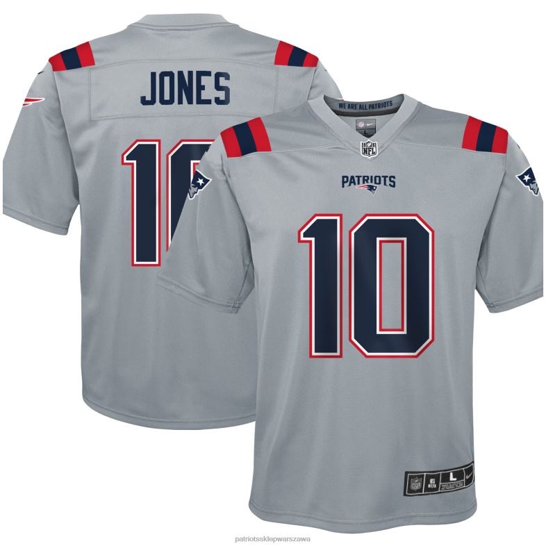 Patriots Jersey Dzieci szara odwrócona koszulka meczowa nike mac jones odzież 6RBB3055