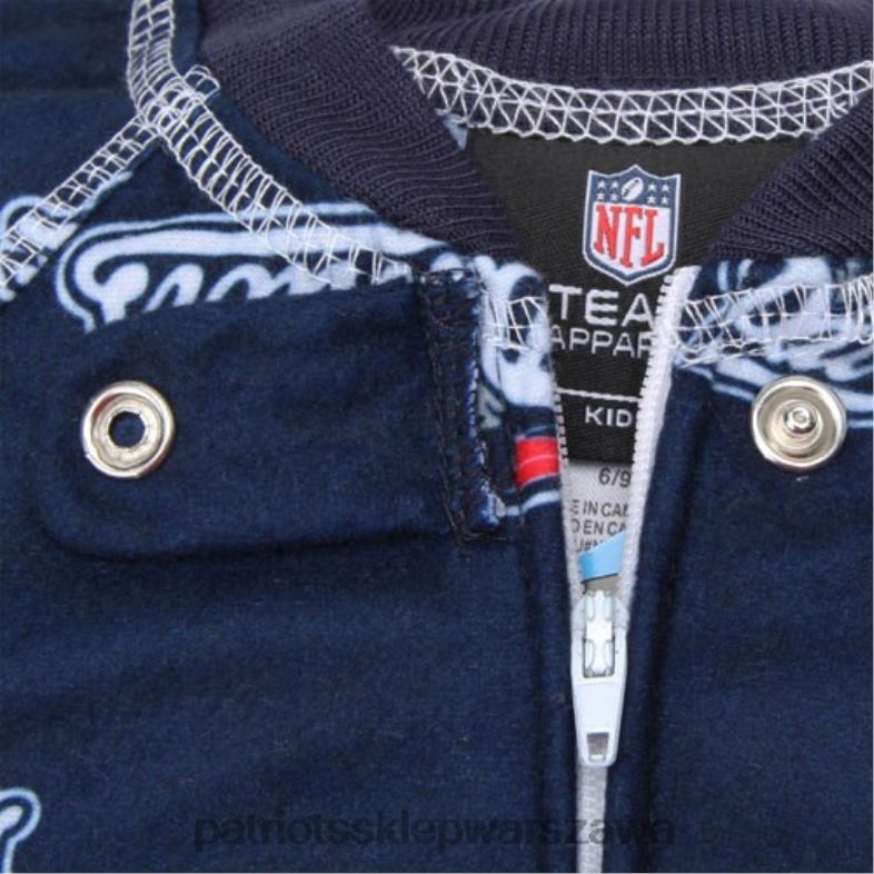 Patriots Jersey Dzieci raglanowy kombinezon zapinany na zamek błyskawiczny z wypustkami dla maluchów - granatowy odzież 6RBB3087