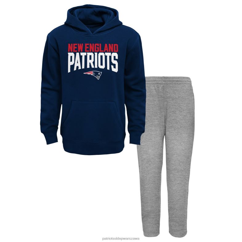 Patriots Jersey Dzieci Granatowo-szary melanżowy zestaw bluza z kapturem i spodnie w stylu fan flare odzież 6RBB3042