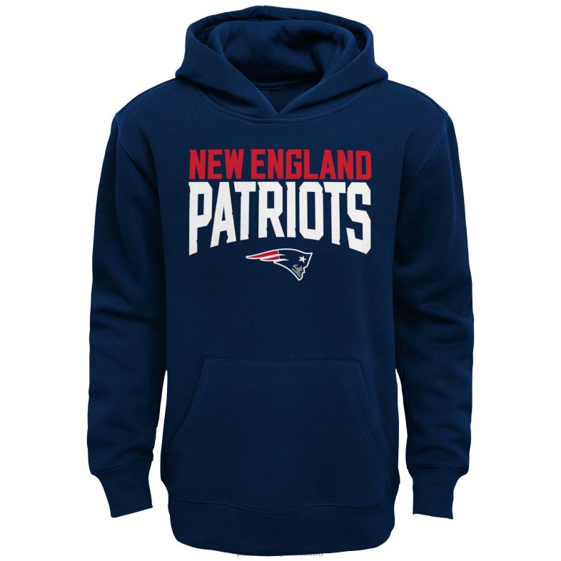 Patriots Jersey Dzieci Granatowo-szary melanżowy zestaw bluza z kapturem i spodnie w stylu fan flare odzież 6RBB3042