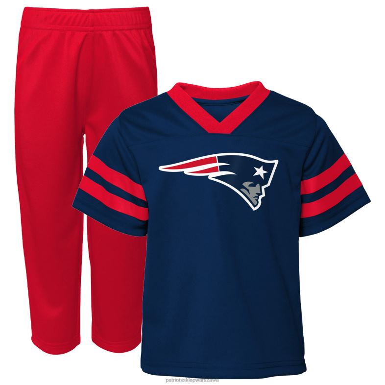 Patriots Jersey Dzieci Granatowy/czerwony zestaw dżersejowy top i spodnie z dekoltem w szpic dla malucha odzież 6RBB3060