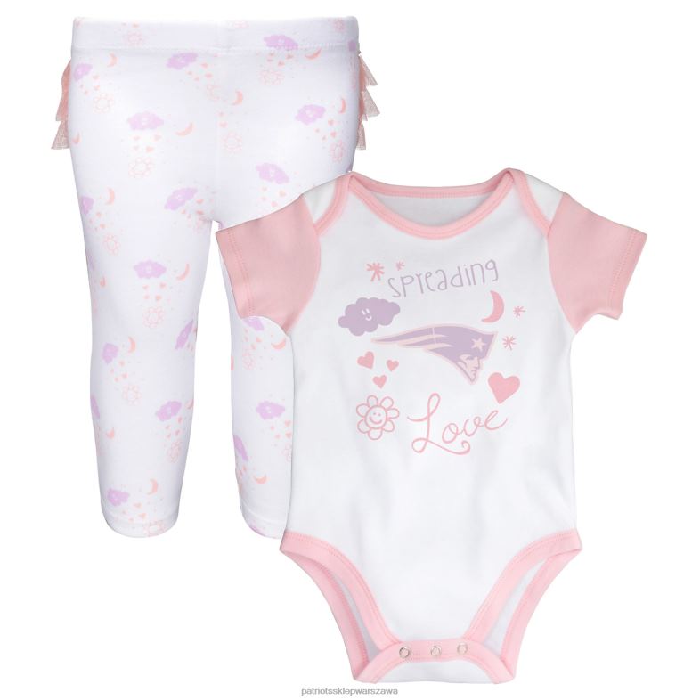 Patriots Jersey Dzieci dziewczęce body niemowlęce i niemowlęce w kolorze białym z rozszerzającymi się nogawkami i legginsami tutu odzież 6RBB3074