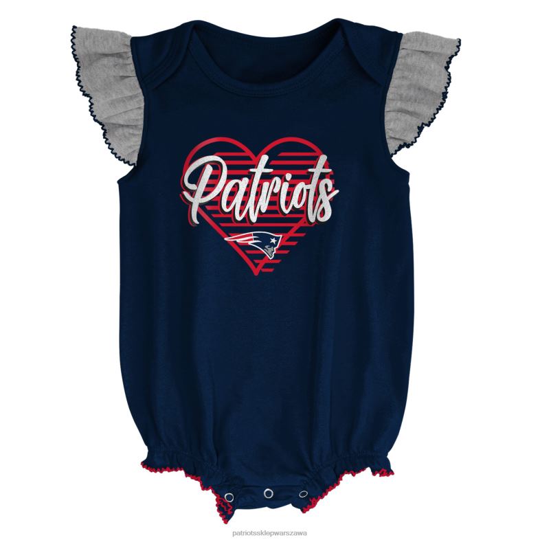 Patriots Jersey Dzieci dziewczęcy zestaw dla noworodków i niemowląt granatowy/szary melanżowy all the love, zestaw śliniaczek i buciki odzież 6RBB3068