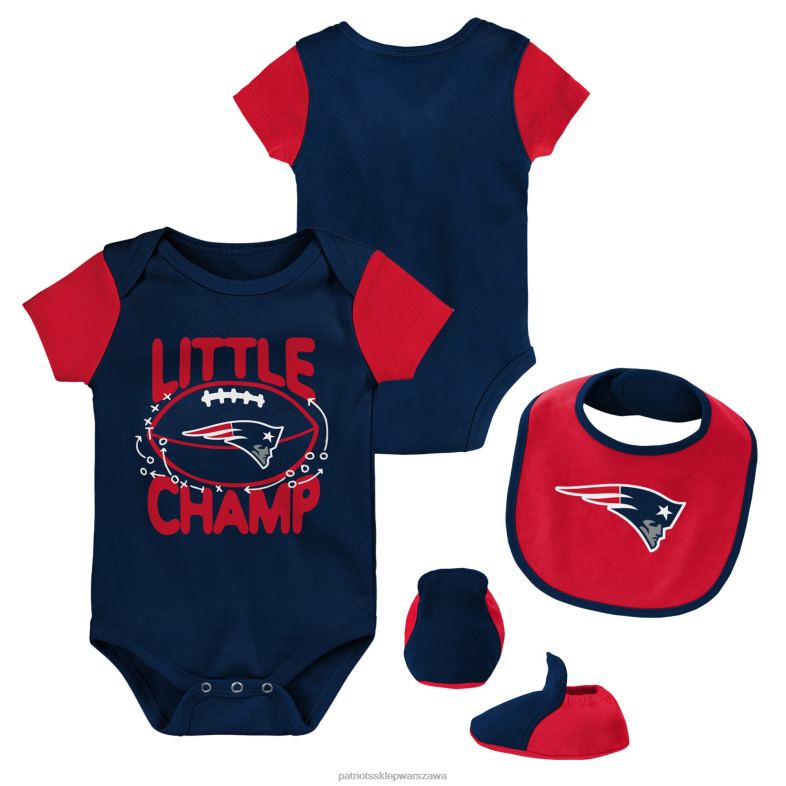 Patriots Jersey Dzieci noworodek i niemowlę, granatowo-czerwony, trzyczęściowy komplet śliniaczek i bucików typu little champ odzież 6RBB3069