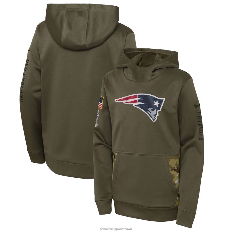 Patriots Jersey Dzieci Bluza z kapturem Nike Olive 2022 Salute to Service Performance odzież 6RBB3028