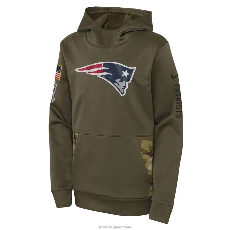 Patriots Jersey Dzieci Bluza z kapturem Nike Olive 2022 Salute to Service Performance odzież 6RBB3028
