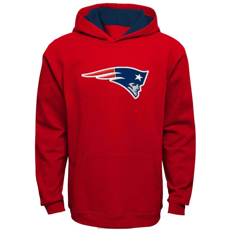 Patriots Jersey Dzieci Czerwona bluza z kapturem Fan Gear Prime odzież 6RBB3018