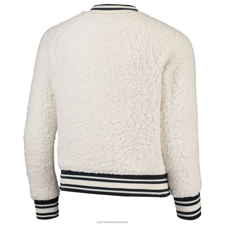 Patriots Jersey Dzieci dziewczęca bluza raglanowa z kremowym sherpą i pełnym zamkiem błyskawicznym New Era odzież 6RBB3043