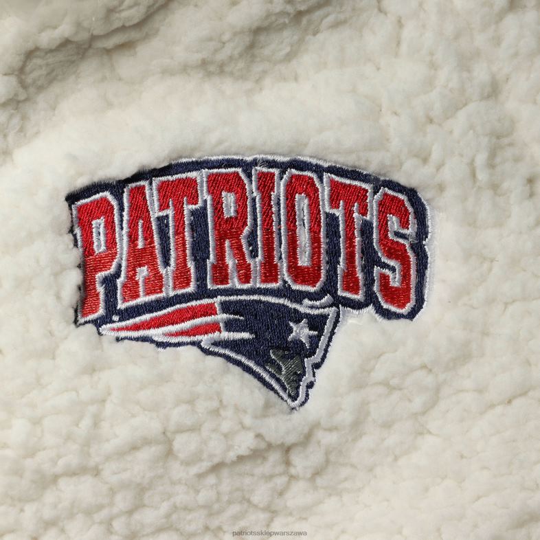 Patriots Jersey Dzieci dziewczęca bluza raglanowa z kremowym sherpą i pełnym zamkiem błyskawicznym New Era odzież 6RBB3043