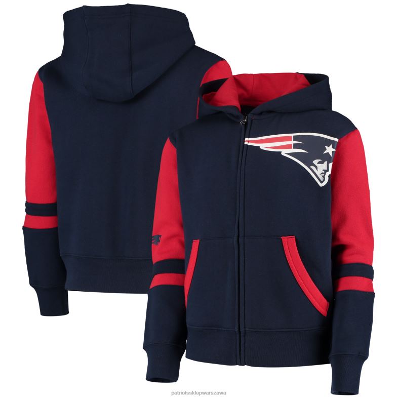 Patriots Jersey Dzieci granatowa bluza stadionowa z suwakiem na całej długości odzież 6RBB3021