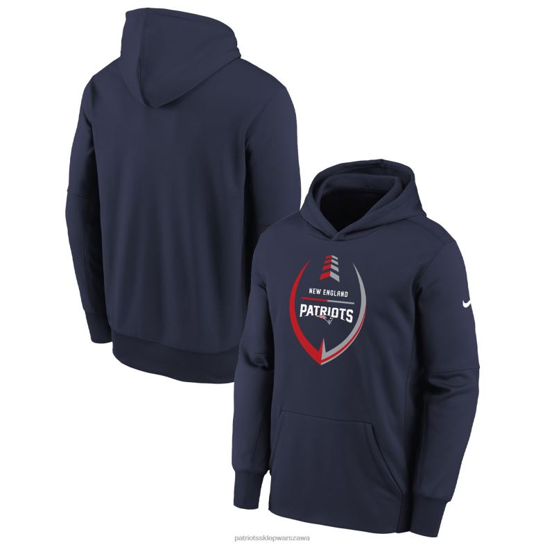 Patriots Jersey Dzieci granatowa bluza z kapturem Nike Performance odzież 6RBB3037