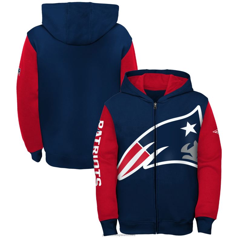Patriots Jersey Dzieci granatowo-czerwona bluza z kapturem z kapturem i suwakiem na całej długości odzież 6RBB3025
