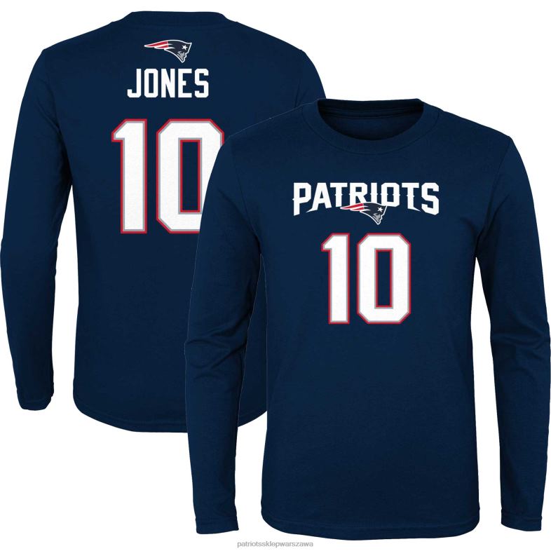 Patriots Jersey Dzieci Mac Jones Navy Mainliner koszulka z długim rękawem z nazwą i numerem gracza odzież 6RBB3127