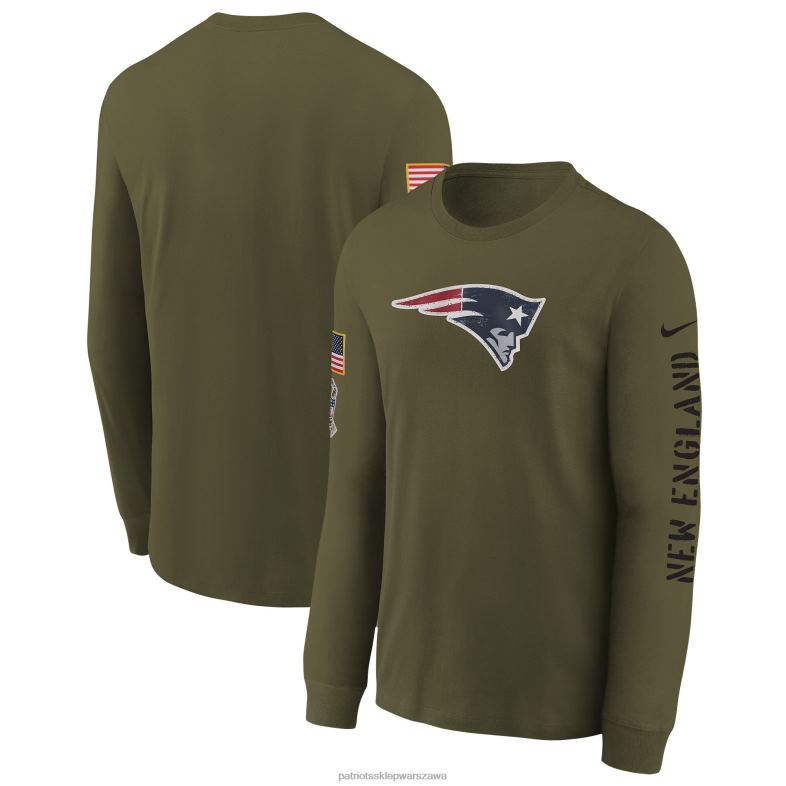 Patriots Jersey Dzieci Nike Olive 2022 Salute to Service Team T-shirt z długim rękawem odzież 6RBB3108