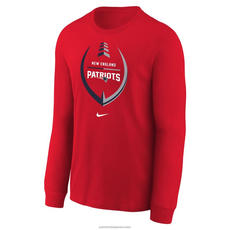 Patriots Jersey Dzieci czerwona koszulka z długim rękawem Nike Icon odzież 6RBB3131