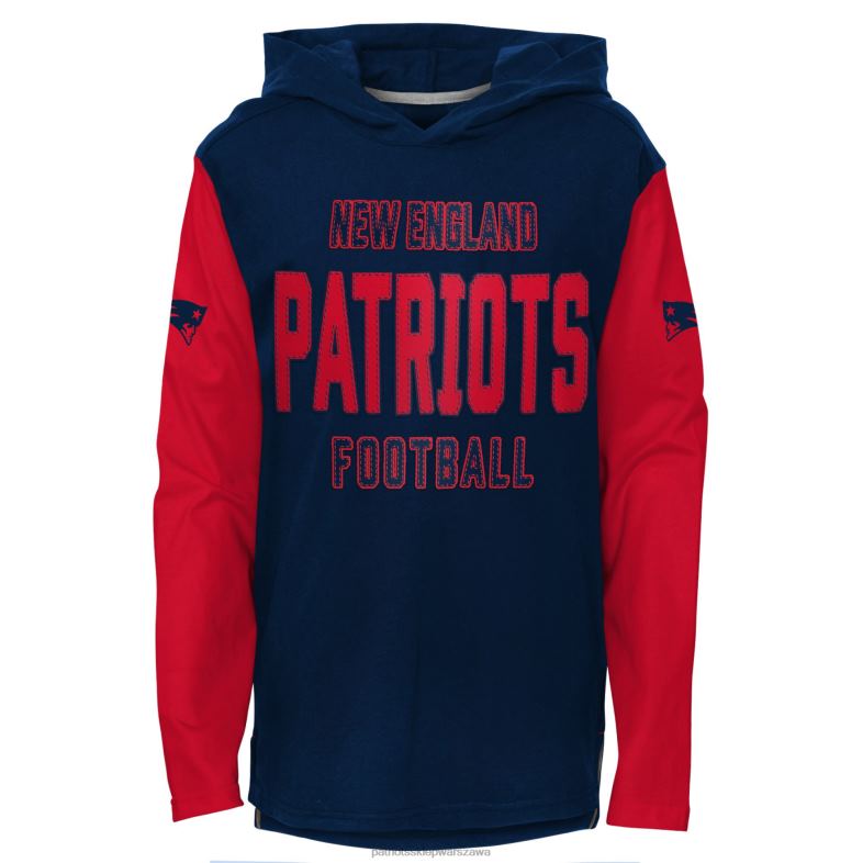 Patriots Jersey Dzieci granatowa koszulka z długim rękawem i kapturem odzież 6RBB3116