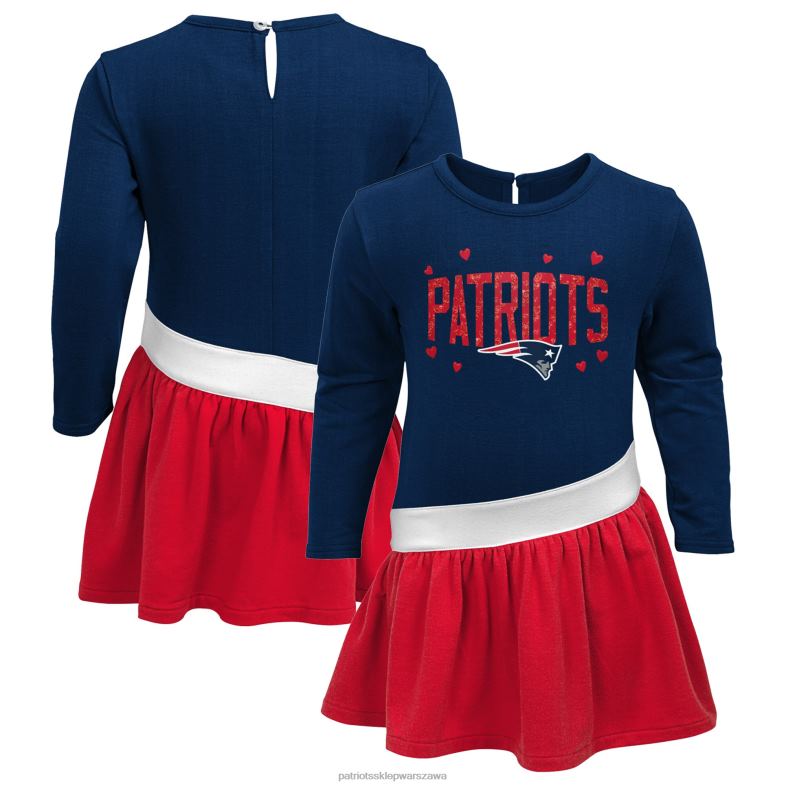 Patriots Jersey Dzieci dziewczęca sukienka tunika z dżerseju w kolorze granatowo-czerwonym odzież 6RBB2940