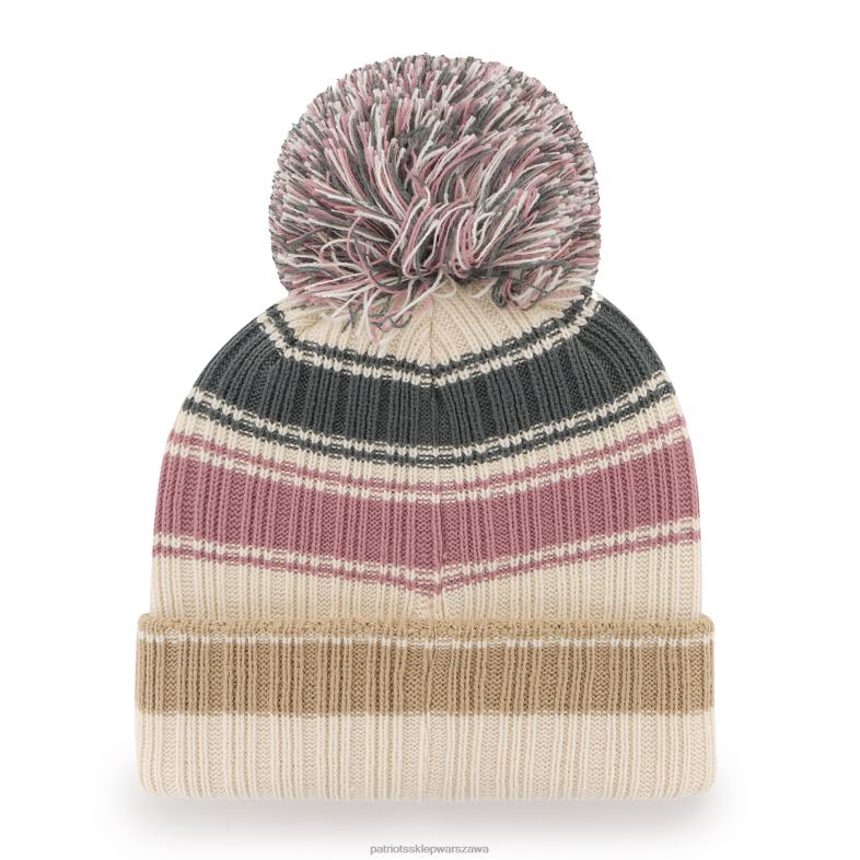 Patriots Jersey kobiety 47 kremowa daphne dzianinowa czapka z mankietami i pomponem Akcesoria 6RBB2288