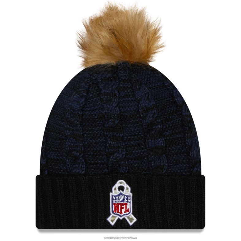 Patriots Jersey kobiety nowa era czarno-granatowa czapka z pomponem 2022 pozdrawiająca obsługę Akcesoria 6RBB2312
