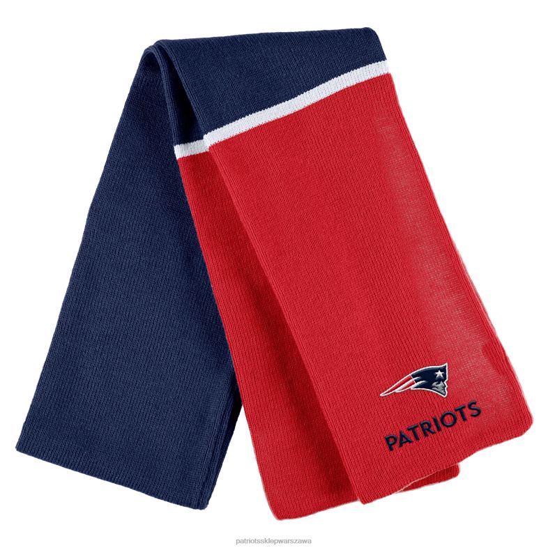 Patriots Jersey kobiety wear by erin andrews Czerwona dzianinowa czapka z mankietami w bloki kolorów, z pomponem i szalikiem Akcesoria 6RBB2300