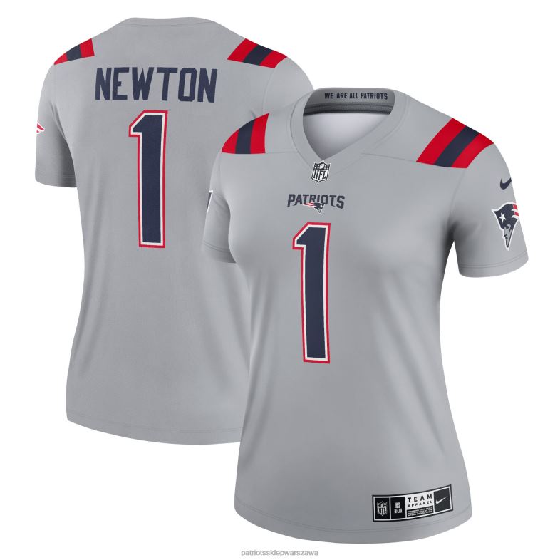 Patriots Jersey kobiety szara odwrócona koszulka legendy nike cam newton odzież 6RBB1220