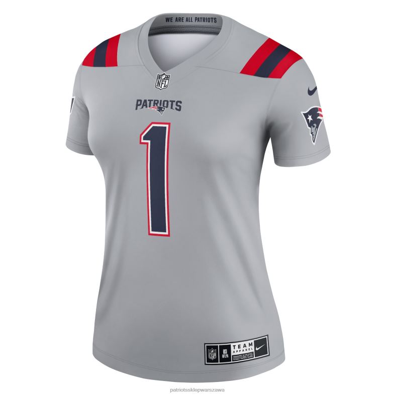 Patriots Jersey kobiety szara odwrócona koszulka legendy nike cam newton odzież 6RBB1220