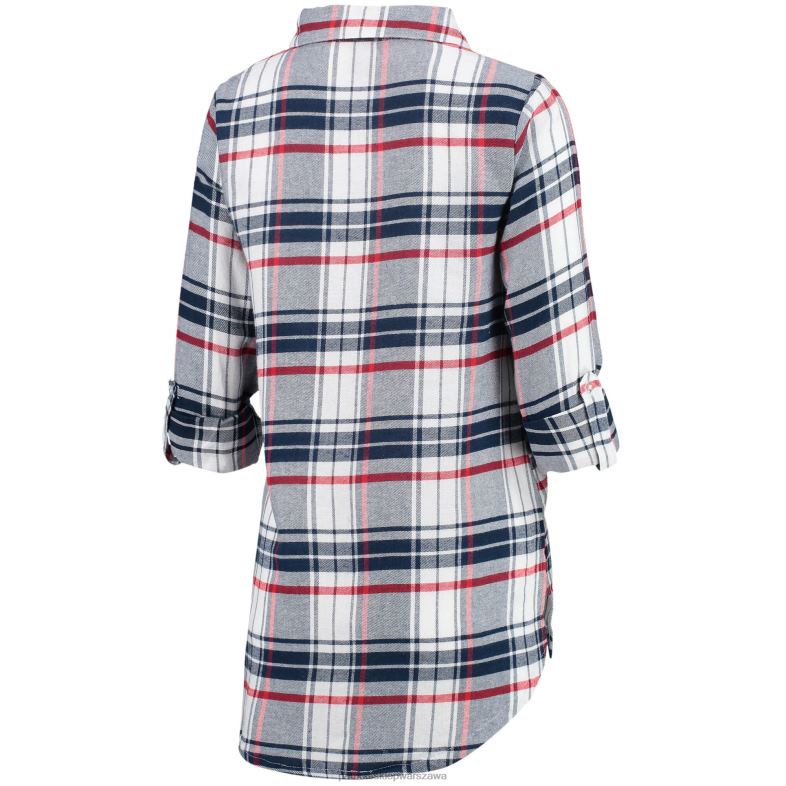 Patriots Jersey kobiety Concepts sport granatowo-czerwona flanelowa koszula nocna zapinana na guziki z długimi rękawami odzież 6RBB2877