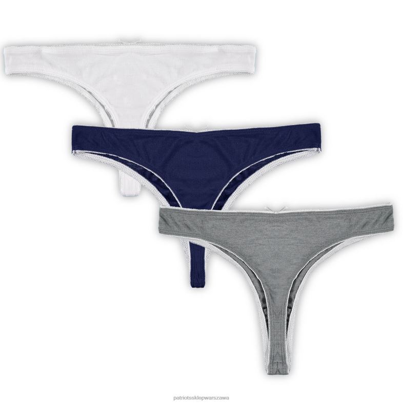 Patriots Jersey kobiety Concepts sport granatowy/melanżowy grafitowy/biały 3-pak stringów Lodge odzież 6RBB2897