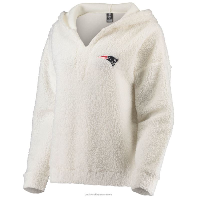 Patriots Jersey kobiety Concepts sport kremowa puszysta bluza z kapturem i szorty odzież 6RBB2851