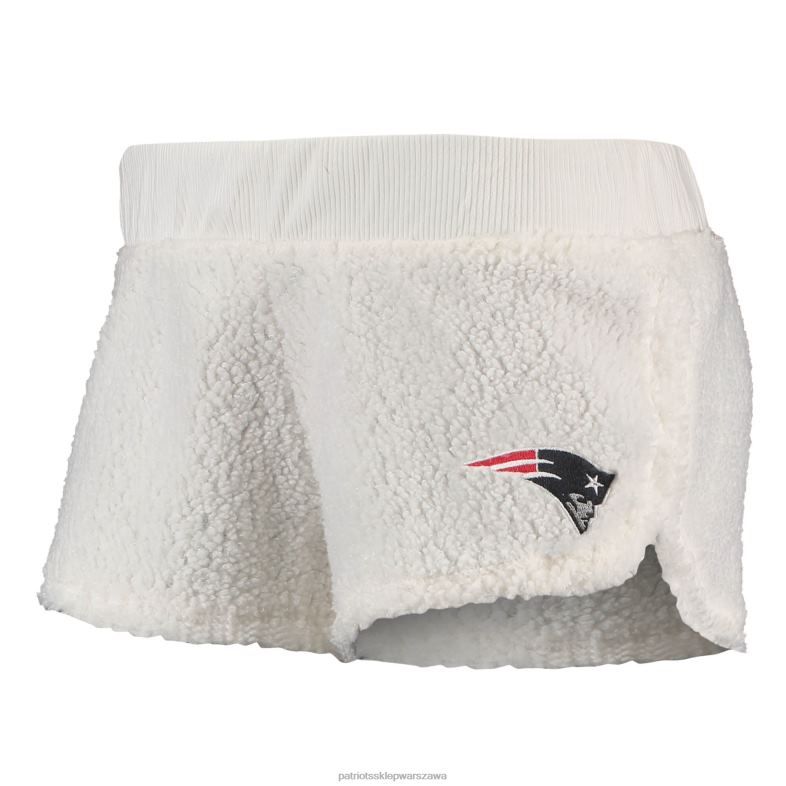 Patriots Jersey kobiety Concepts sport kremowa puszysta bluza z kapturem i szorty odzież 6RBB2851