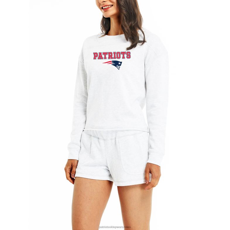 Patriots Jersey kobiety Concepts sport kremowy zestaw z długim rękawem i szortami crossfield odzież 6RBB2890