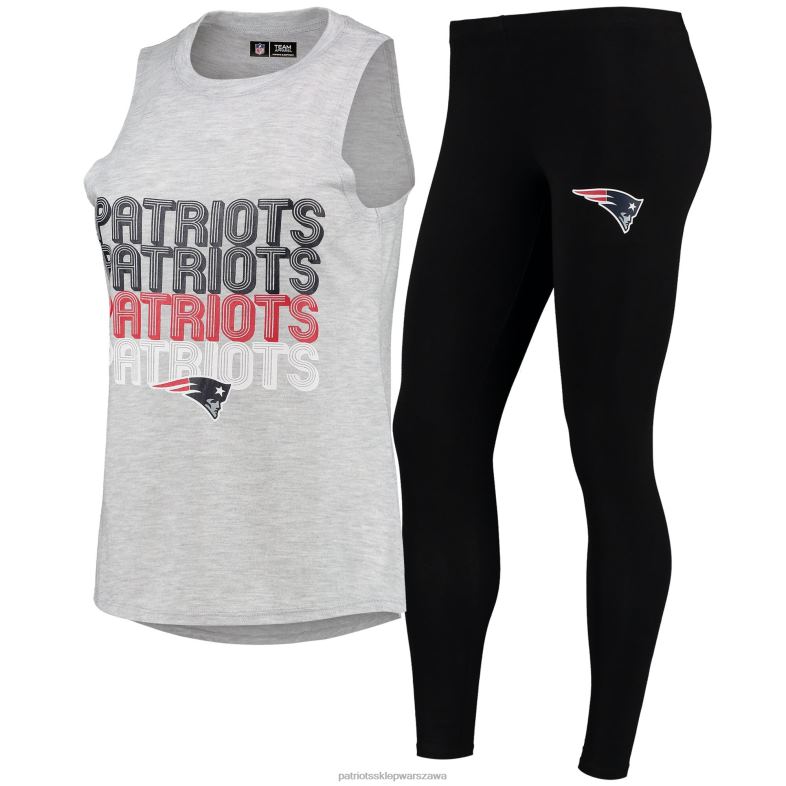 Patriots Jersey kobiety Concepts sport melanżowo-szary/czarny głęboki podkoszulek i legginsy do spania odzież 6RBB2869