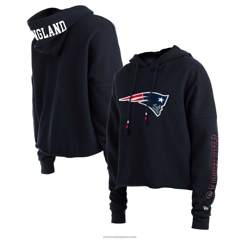 Patriots Jersey kobiety Bluza z kapturem New Era w kolorze granatowym z rękawami foliowymi odzież 6RBB2391