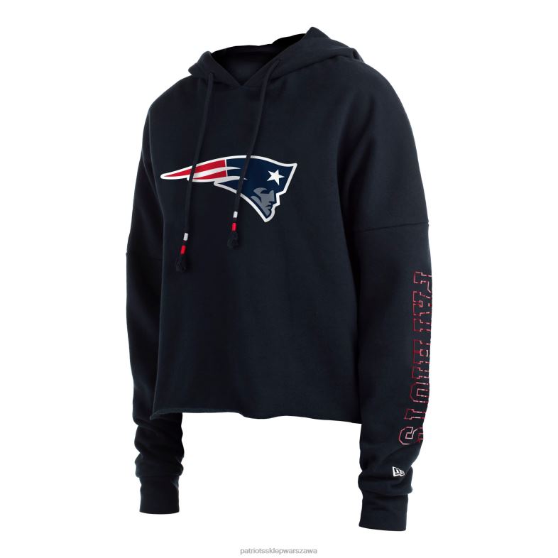 Patriots Jersey kobiety Bluza z kapturem New Era w kolorze granatowym z rękawami foliowymi odzież 6RBB2391
