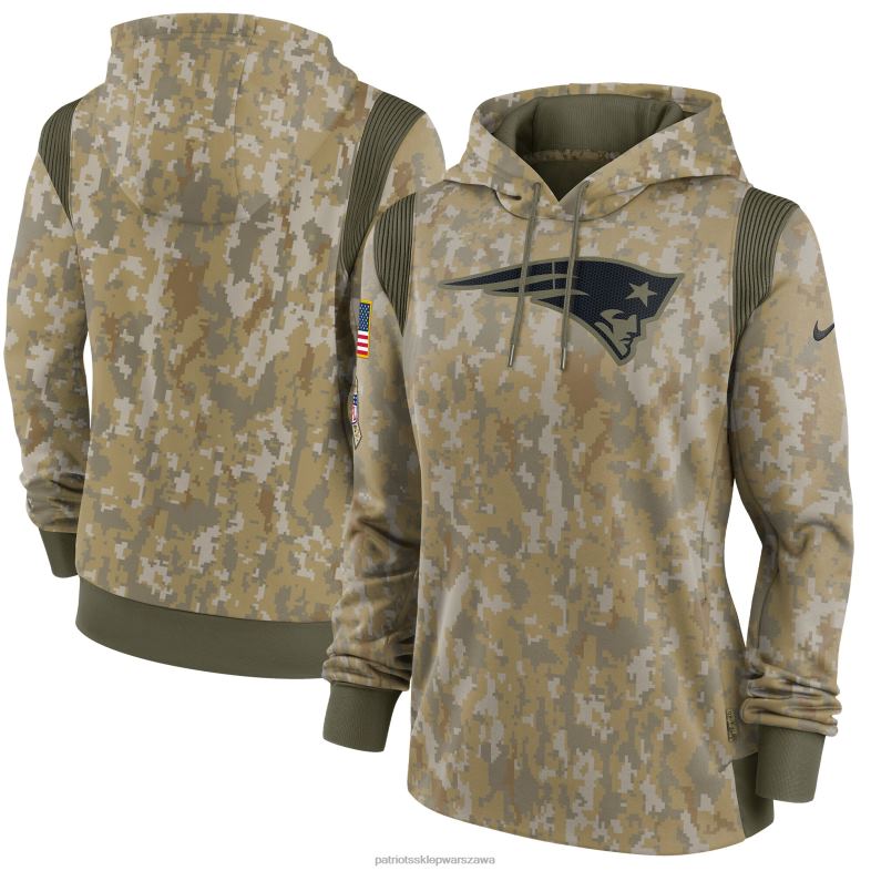 Patriots Jersey kobiety Bluza z kapturem Nike Olive 2021 Salute to Service Therma Performance odzież 6RBB2396