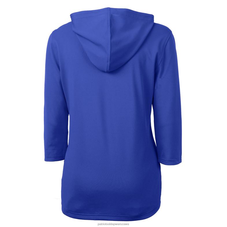 Patriots Jersey kobiety Cut & Buck Royal Throwback Logo Cnota Eco Pique Bluza z kapturem i suwakiem do połowy z rękawem 3/4 odzież 6RBB901