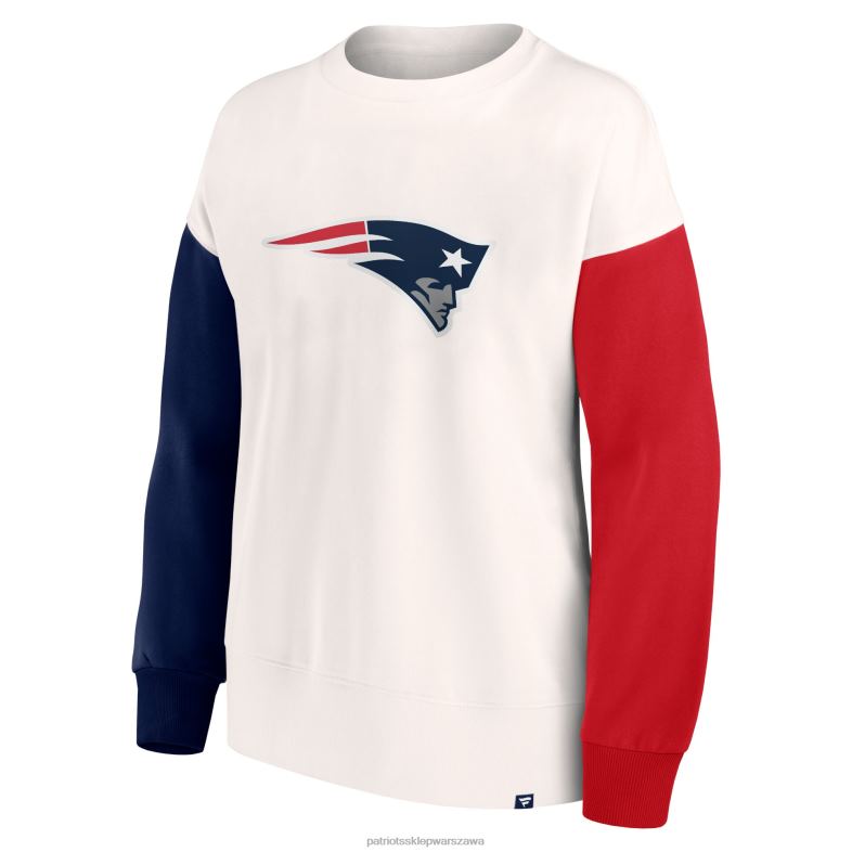 Patriots Jersey kobiety Fanatics brandowana biała bluza z logo z blokami kolorów i podstawowym logo odzież 6RBB2347